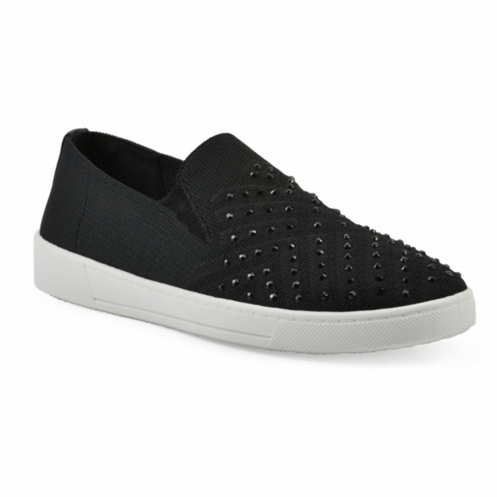 Women's White Mountain Bling Slip On Sneakers with Rhinestones Black Size 8